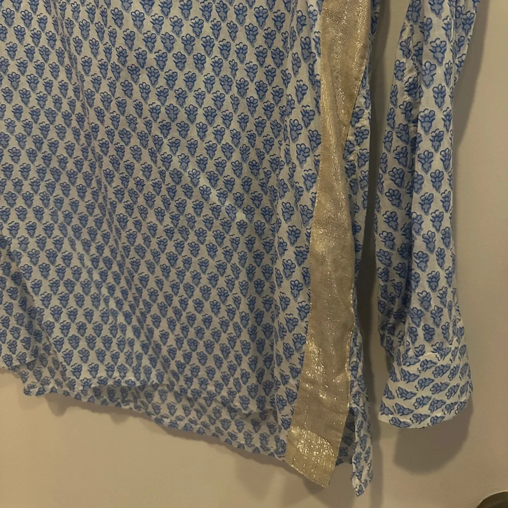 J.Crew Blue and White Women's Tunic Blouse - Picture 4 of 6